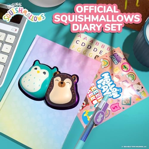 Squishmallows Squishy Diary Set with Pen and Stickers, 5x7 Journal for Kids