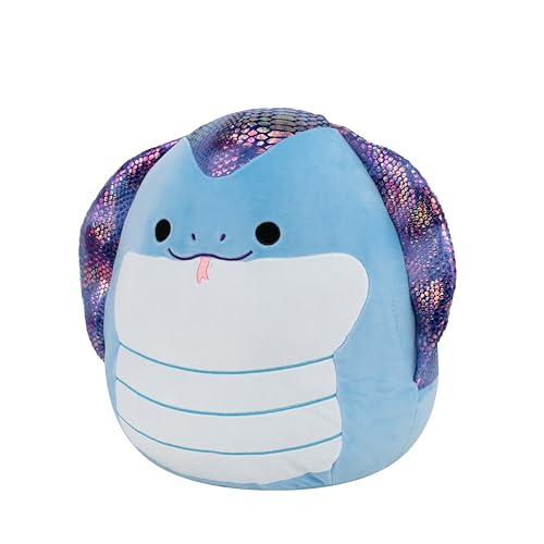 Squishmallows Suzmac 14-Inch Blue Cobra Plush with Iridescent Scales – Official Jazwares