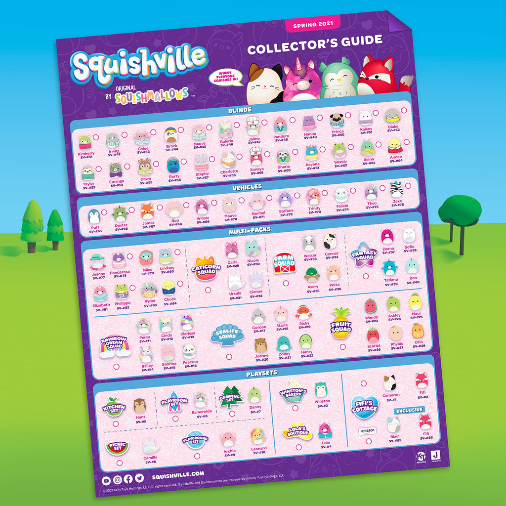 Squishville Mini-Squishmallows Pack: Maribel in Plane & Willow in Carriage, 2-Inch Soft Plush with Vehicles