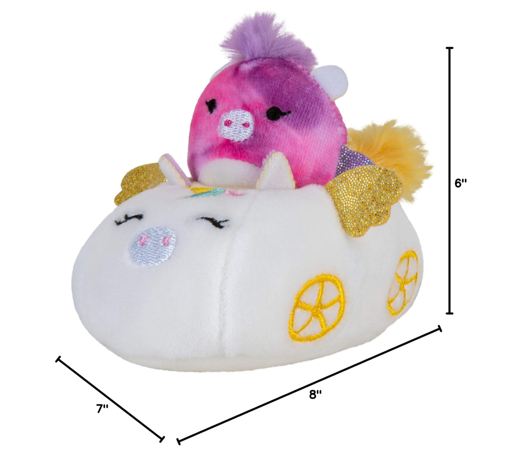 Squishville Mini-Squishmallows Pack: Maribel in Plane & Willow in Carriage, 2-Inch Soft Plush with Vehicles