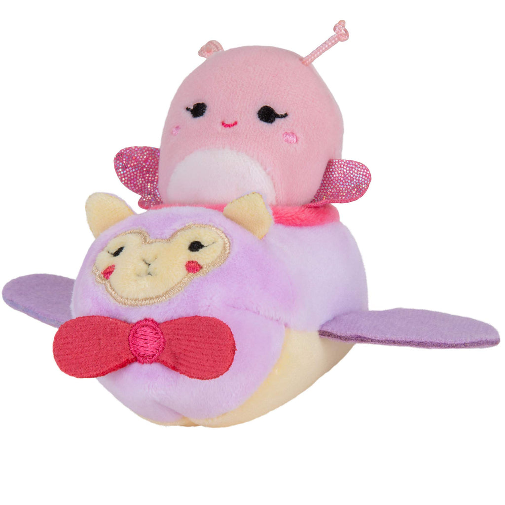 Squishville Mini-Squishmallows Pack: Maribel in Plane & Willow in Carriage, 2-Inch Soft Plush with Vehicles