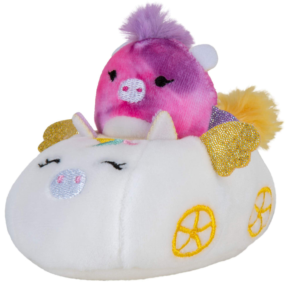 Squishville Mini-Squishmallows Pack: Maribel in Plane & Willow in Carriage, 2-Inch Soft Plush with Vehicles