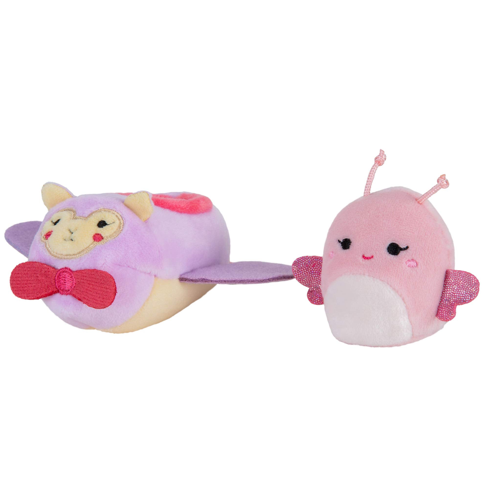 Squishville Mini-Squishmallows Pack: Maribel in Plane & Willow in Carriage, 2-Inch Soft Plush with Vehicles