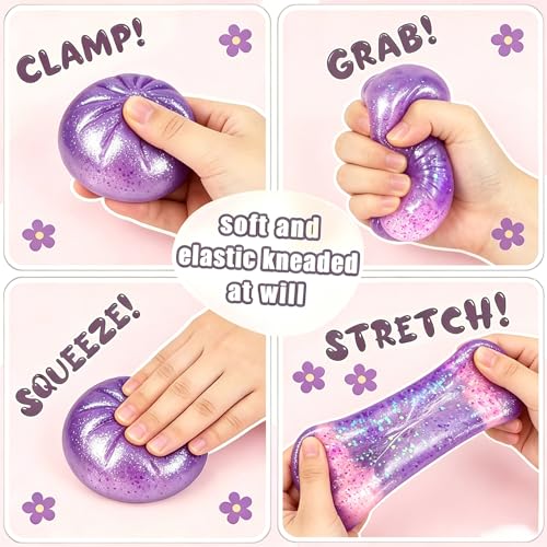 Squishy Dumpling Mystery Box – Pink Dumpling Squishy for Adults, Slow Rising Stress Relief Fidget Toy with Mini Basket