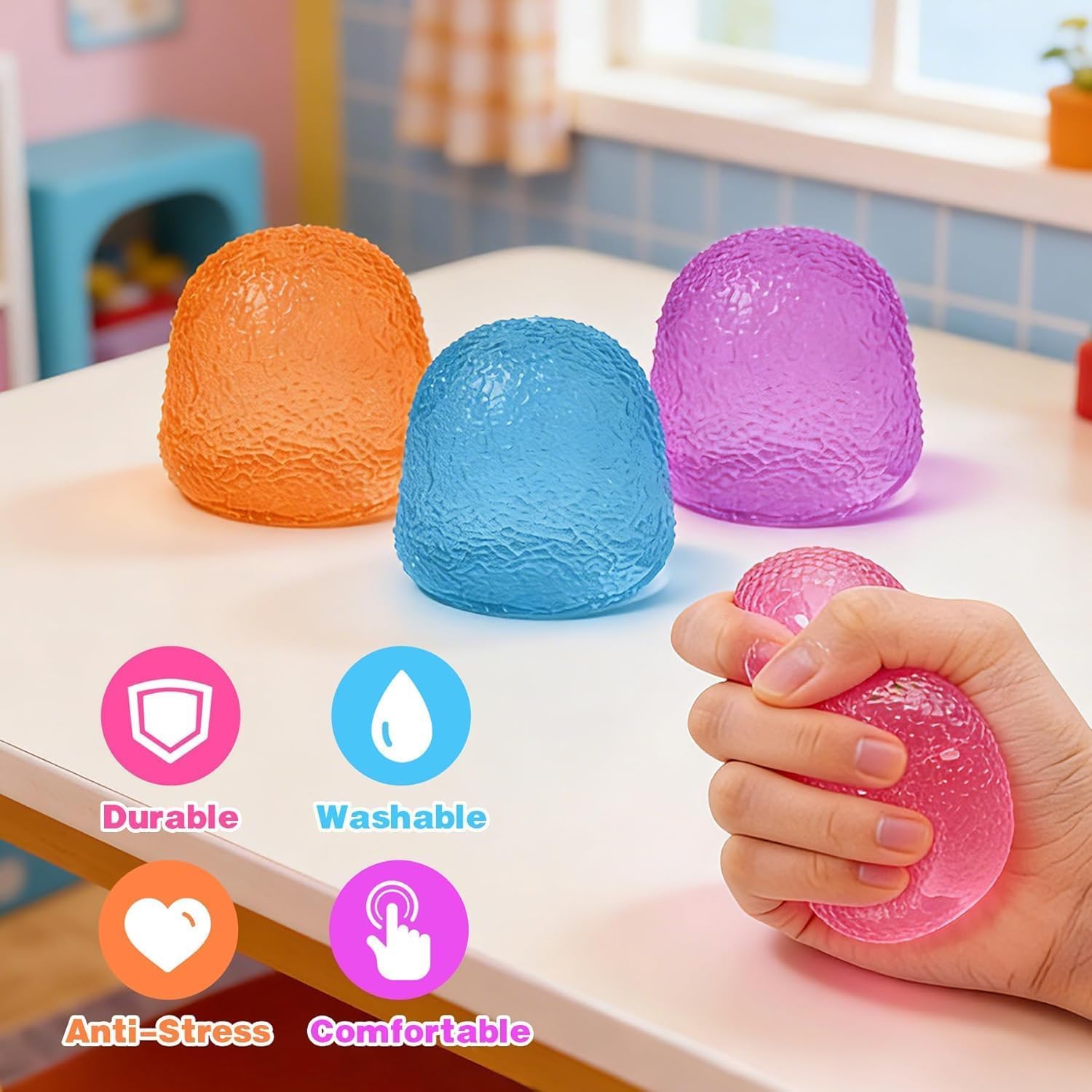 Squishy Fidget Squeeze Ball for Adults – Pink Sensory Stress Relief Toy