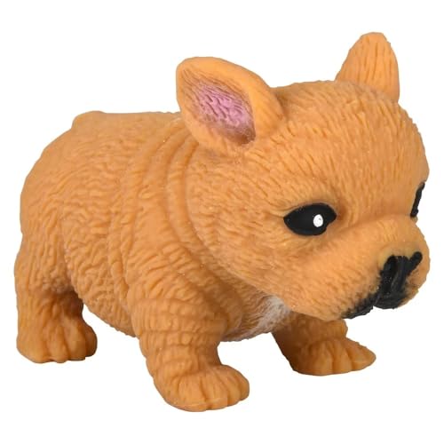 Squishy Stretchy Bulldog (2 Pack) - Sand-Filled Fidget Sensory Toy for Stress Relief - Tan & Brown