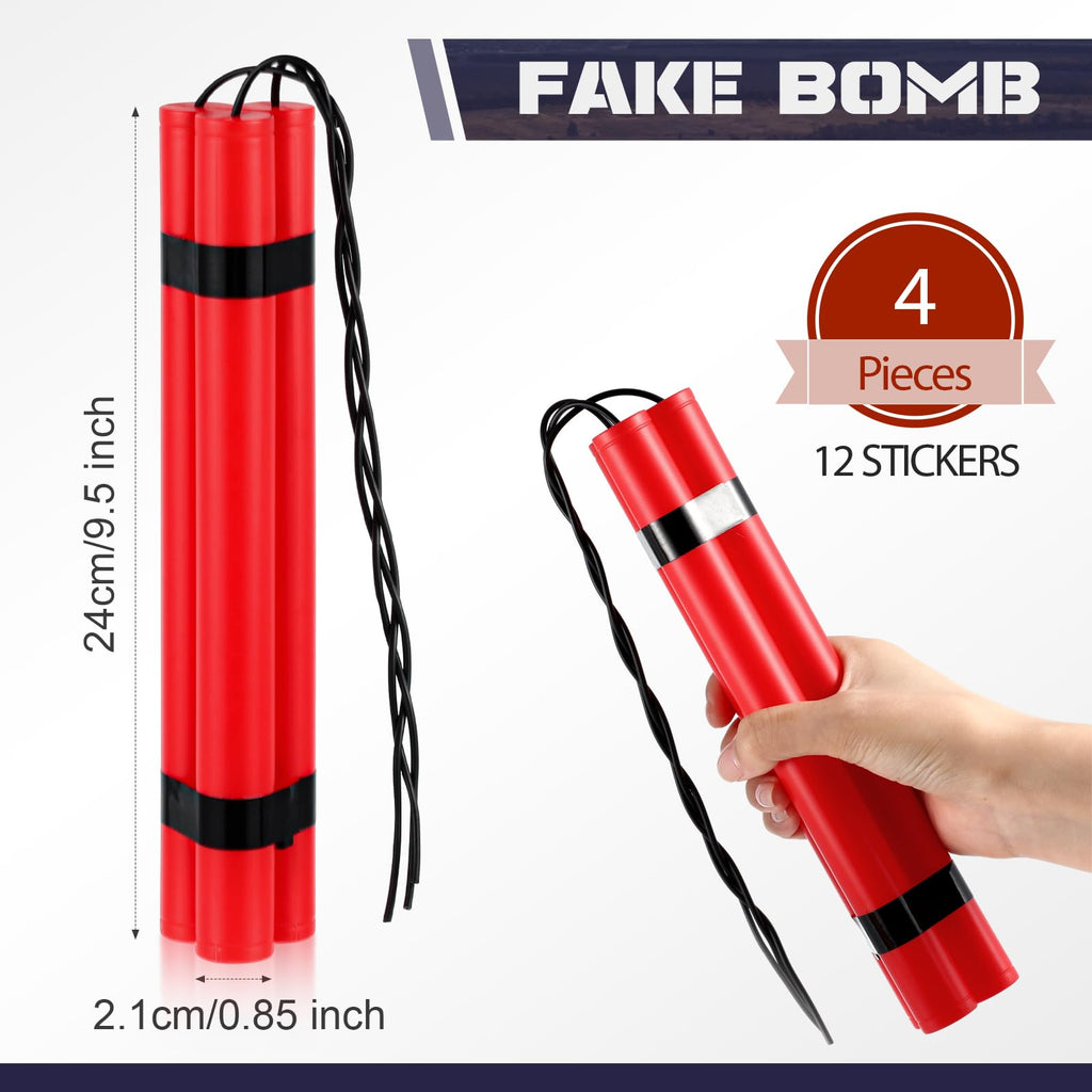 Sratte 12-Pack Fake Dynamite Sticks – Red TNT Props for Pranks, Costumes & Film