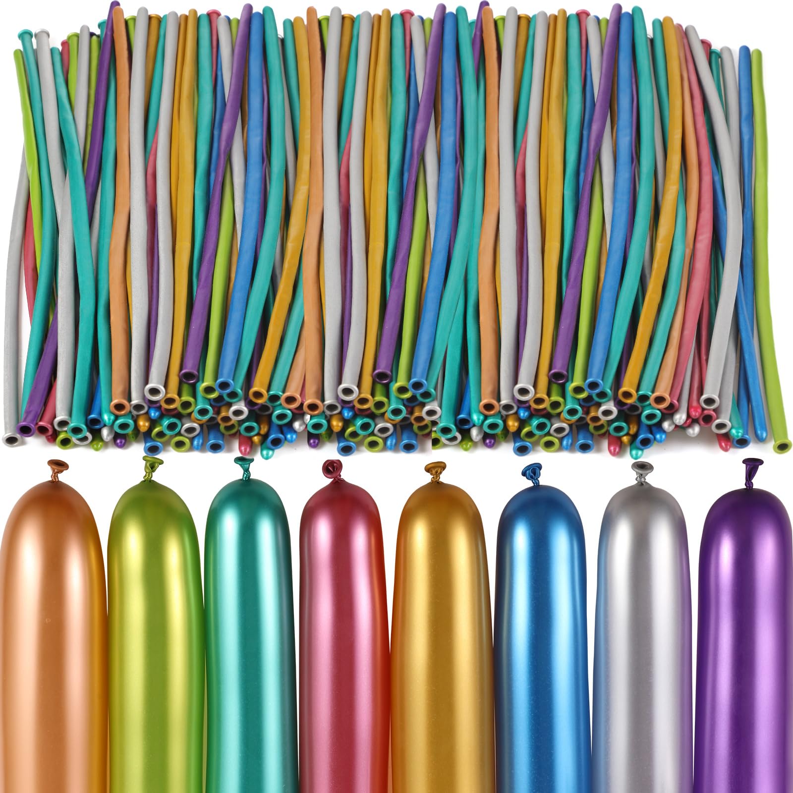 Sratte 200 Pack Metallic 260Q Long Balloons for Twisting Animal Shapes - Party Decorations