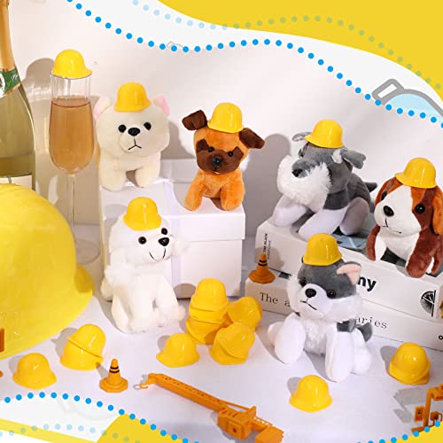 Sratte 50-Pack Mini Construction Hats – Plastic Toy Hard Hats for Party Decor, Dolls, DIY Crafts, and Bottle Toppers