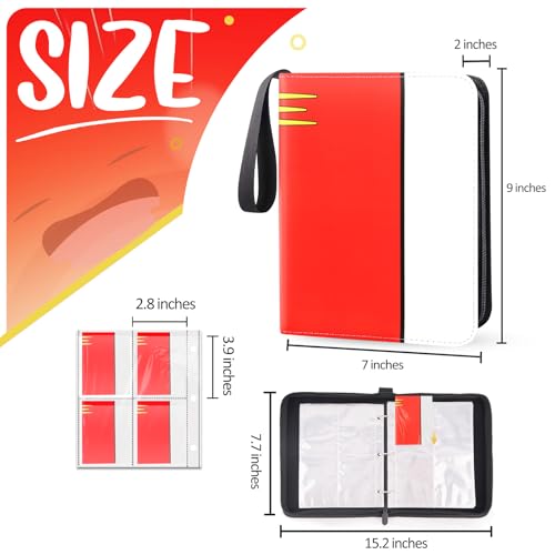 SRISE 4-Pocket Card Binder – Holds 400 Cards, PU Leather, Zippered, Green