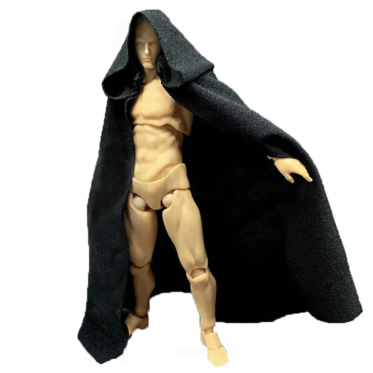 SSbeauty M 1:12 Scale Black Fabric Cape Cloak with Hood for 6 Inch Action Figures