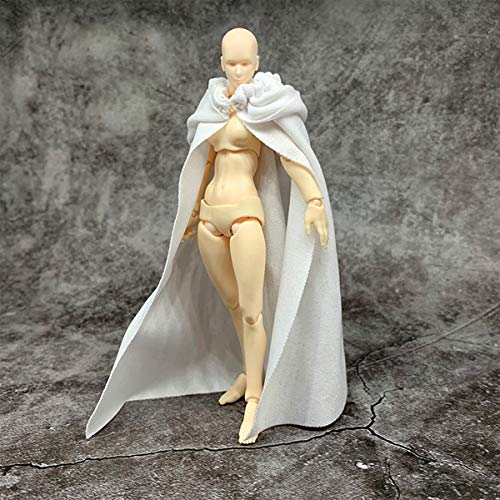 SSbeauty M 1:12 Scale Handmade White Fabric Cloak with Hood for 6 Inch Action Figures