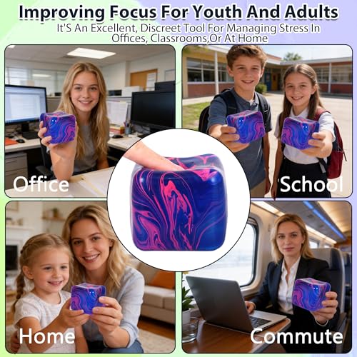 Ssqauvig Large Ice Cube Squishy Toy - 7cm Blue Stress Cube for Anxiety Relief and Focus