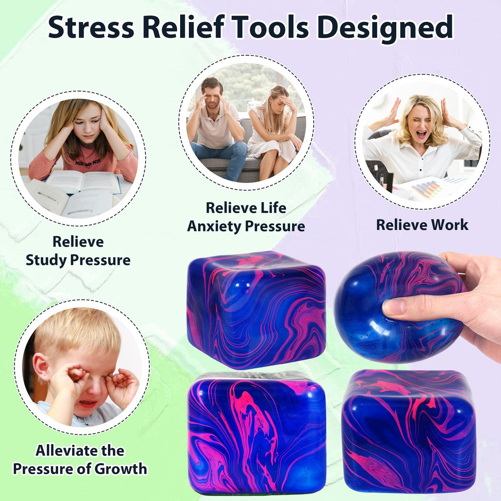 Ssqauvig Large Ice Cube Squishy Toy - 7cm Blue Stress Cube for Anxiety Relief and Focus