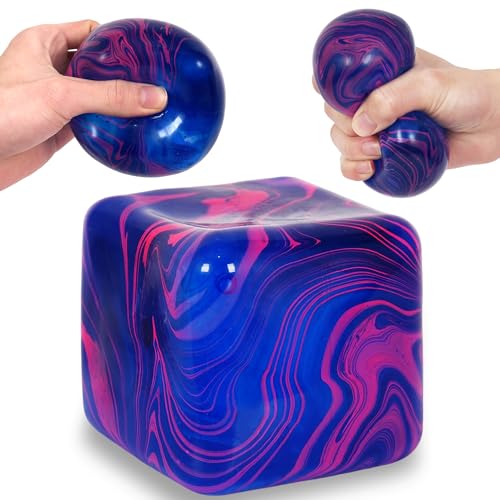 Ssqauvig Large Ice Cube Squishy Toy - 7cm Blue Stress Cube for Anxiety Relief and Focus