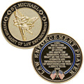 St. Michael Patron Saint of Law Enforcement Challenge Coin – Hero's Valor with Thin Blue Line and Prayer (Single Coin)