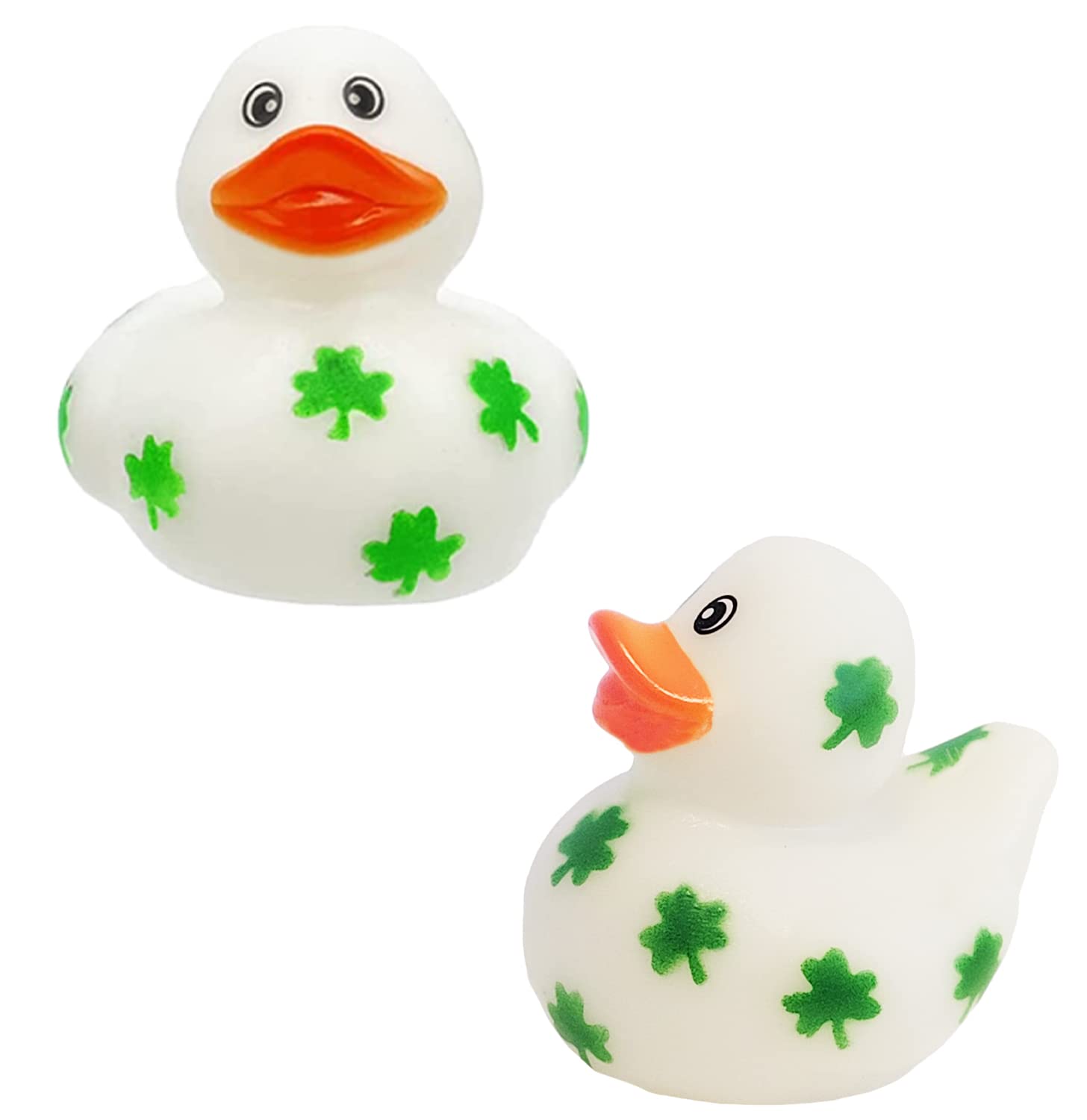 St. Patrick's Day Shamrock Rubber Ducks – 12-Pack of 2-Inch Vinyl Duckies for Kids, Bath, Party Favors, and Pool Activities