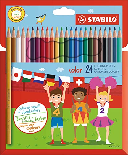STABILO Coloured Pencils Pack of 24 – Assorted Colours, Hexagonal Shape, 25mm Line Width