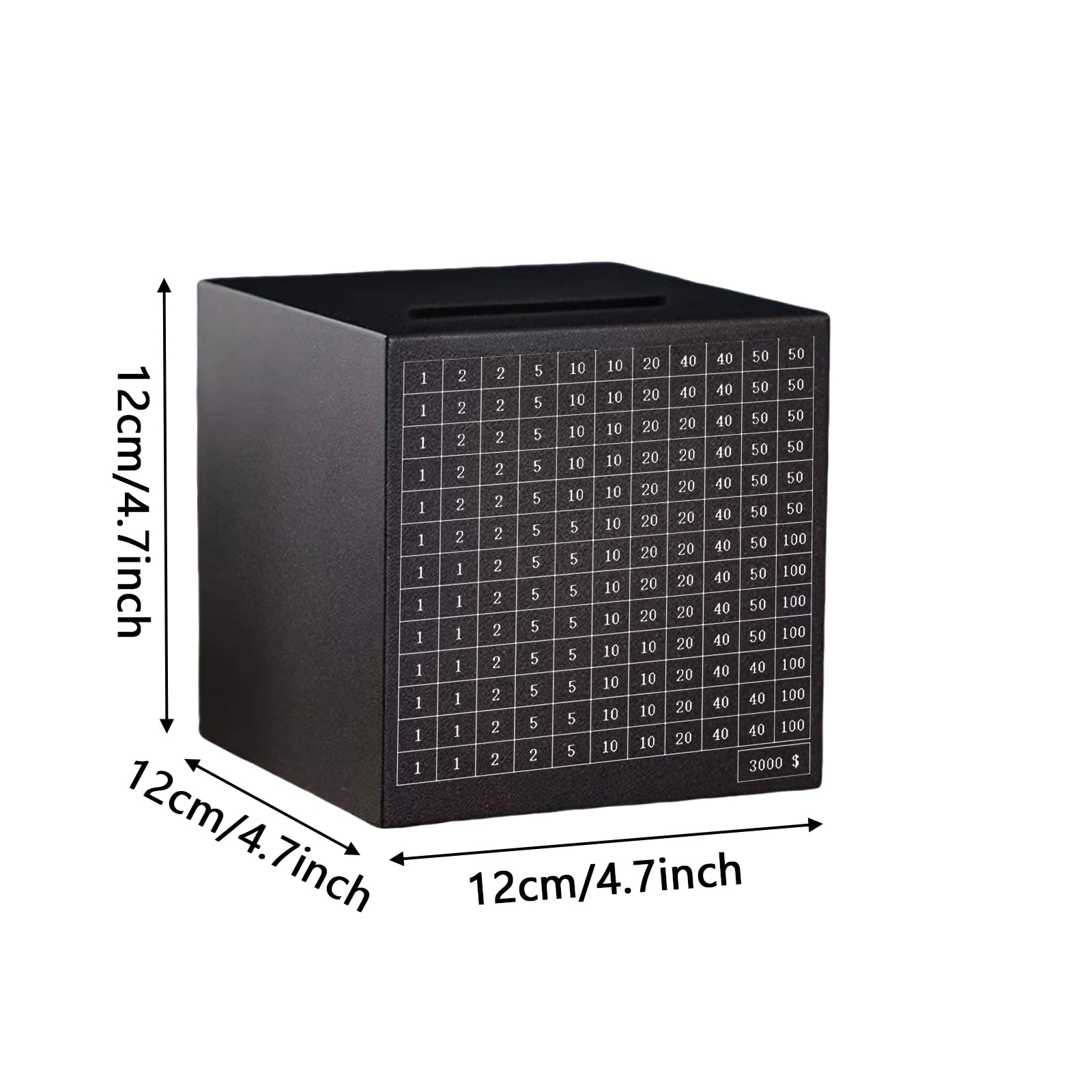 Stainless Steel 3000 Dollar Savings Challenge Money Box for Adults and Kids (Black)