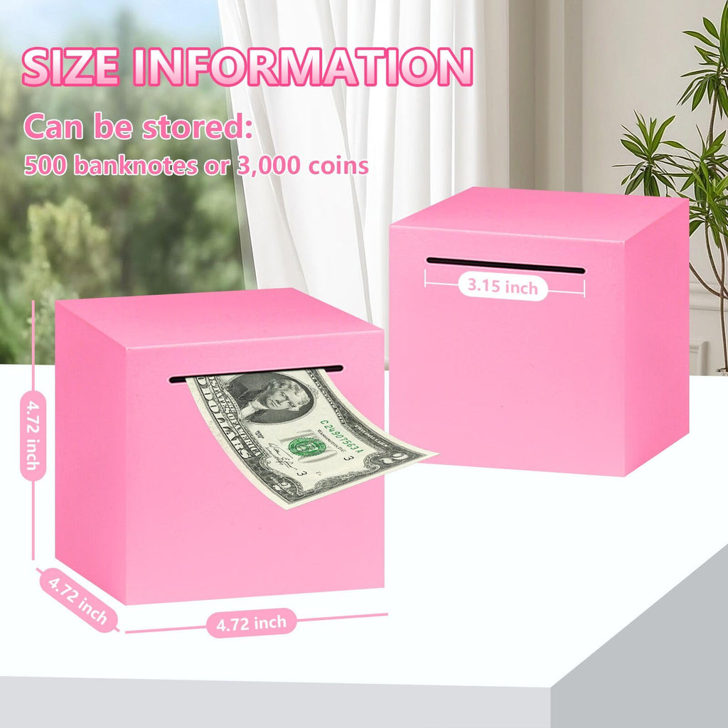Stainless Steel Piggy Bank – Break to Open, 4.72-Inch, Pink – Unbreakable Money Saver for Cash & Coins