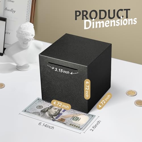 Stainless Steel Piggy Bank for Adults – Must Break to Open, Unbreakable Savings Box (Black, 4.72-Inch)