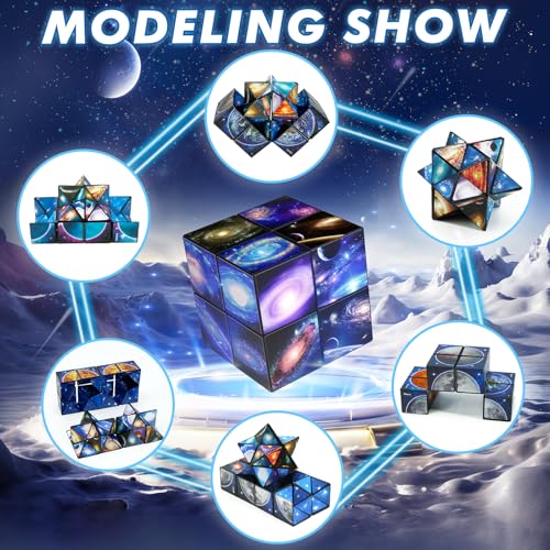 Star Cube Magic Cube Set - 2-in-1 Yoshimoto Cube Fidget Toy with Galaxy Space Stickers