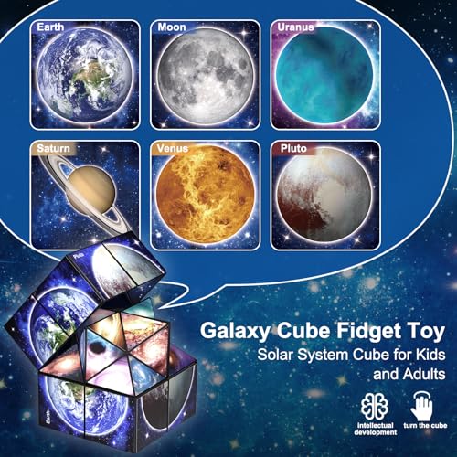 Star Cube Magic Cube Set - 2-in-1 Yoshimoto Cube Fidget Toy with Galaxy Space Stickers