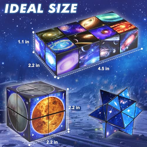 Star Cube Magic Cube Set - 2-in-1 Yoshimoto Cube Fidget Toy with Galaxy Space Stickers