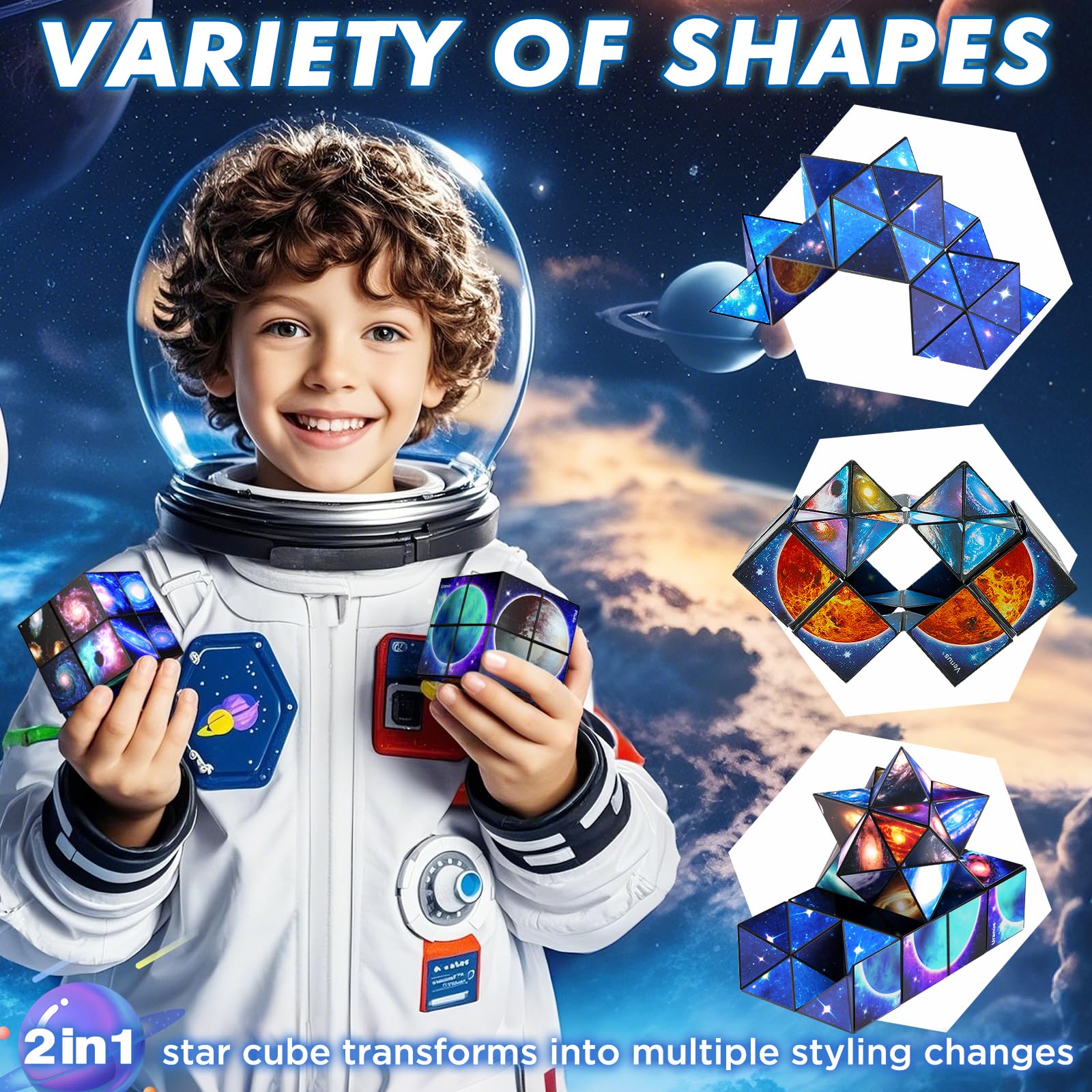 Star Cube Magic Cube Set - 2-in-1 Yoshimoto Cube Fidget Toy with Galaxy Space Stickers