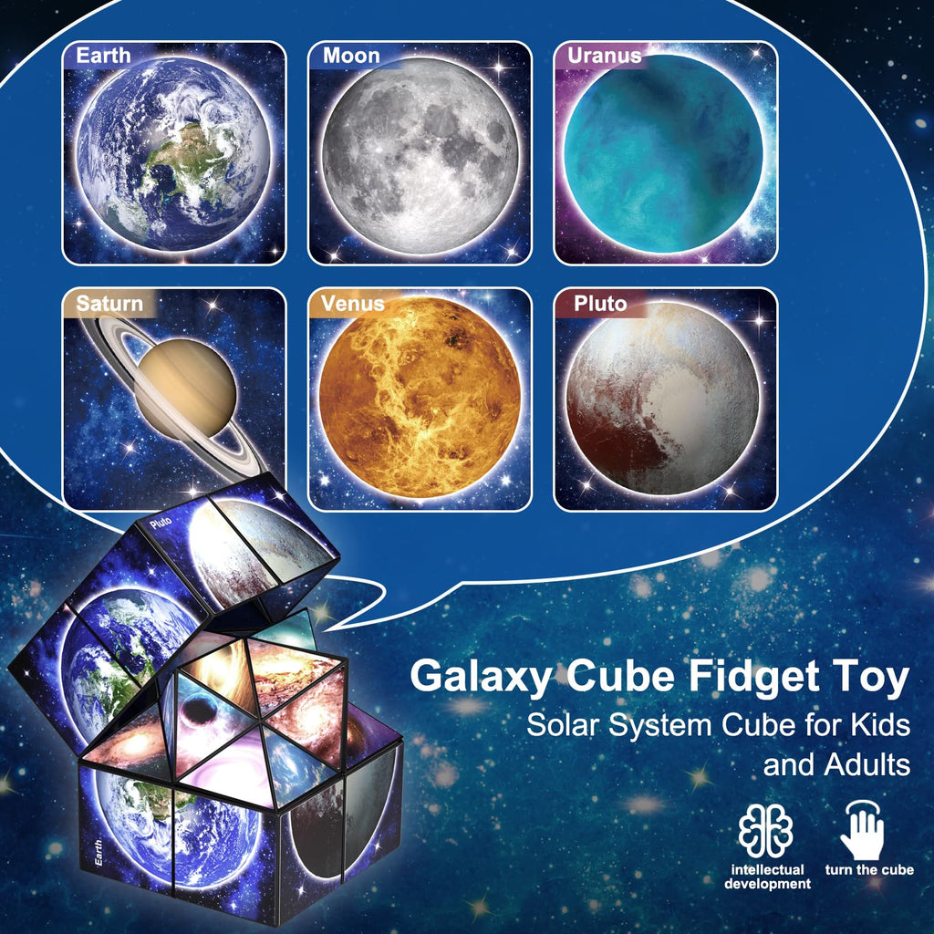 Star Cube Magic Cube Set - 2-in-1 Yoshimoto Cube Fidget Toy with Galaxy Space Stickers