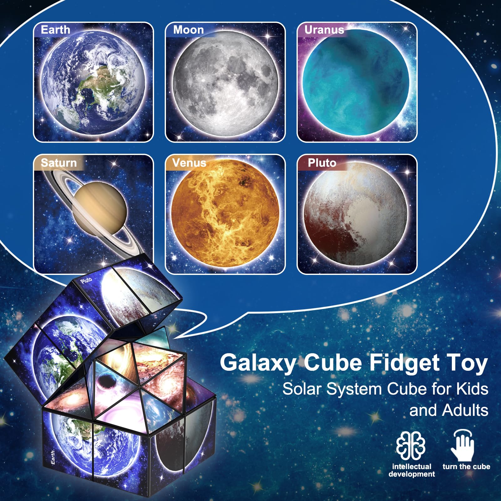 Star Cube Magic Cube Set - 2-in-1 Yoshimoto Cube Fidget Toy with Galaxy Space Stickers