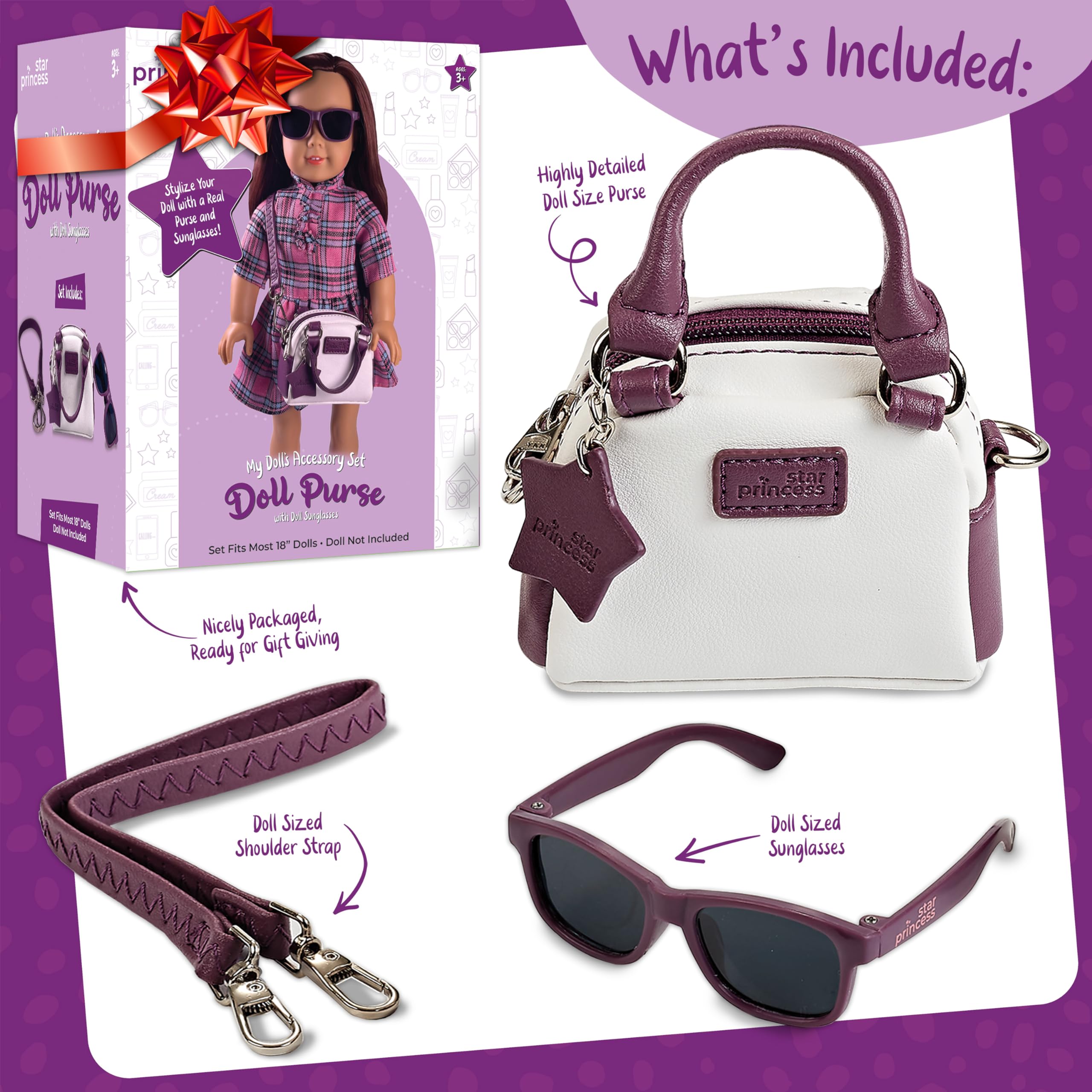 Star Princess Doll Purse and Sunglasses Set for 18-Inch Dolls