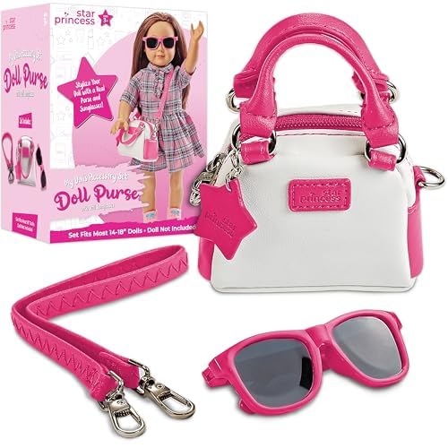 Star Princess Doll Purse and Sunglasses Set for 18-Inch Dolls – Pink Accessories for Ages 3-12