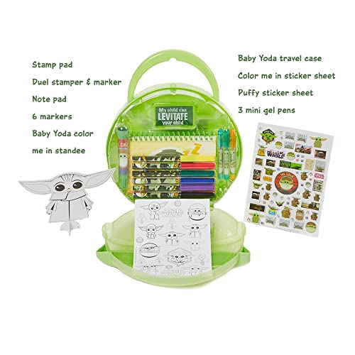 Star Wars Baby Yoda Coloring Activity Set with Travel Case – 20-Piece Art Kit for Kids