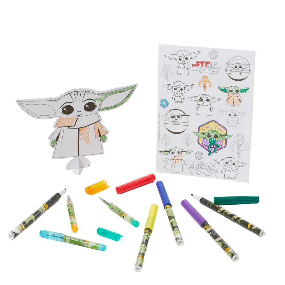 Star Wars Baby Yoda Coloring Activity Set with Travel Case – 20-Piece Art Kit for Kids
