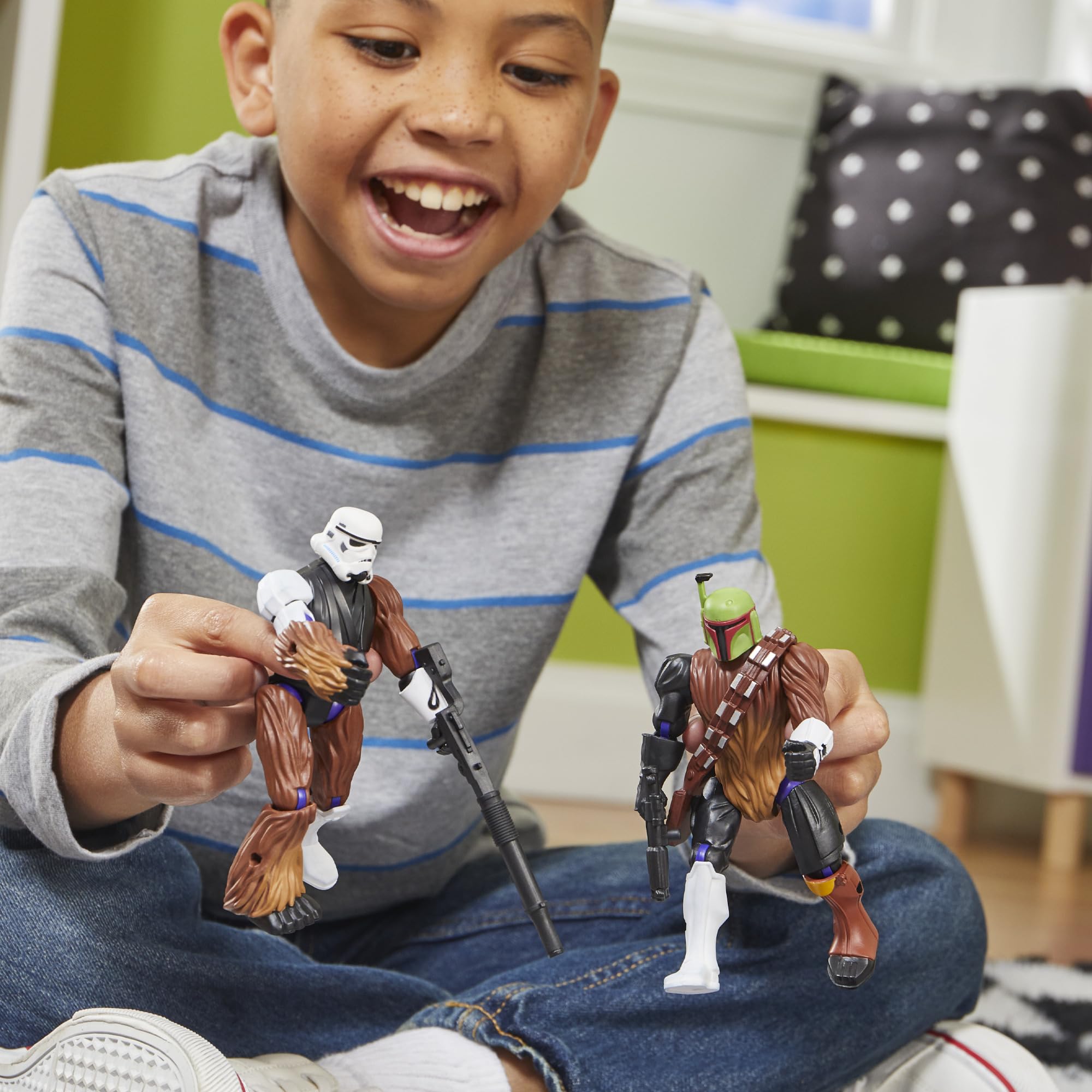 Star Wars MixMashers Chewbacca Figure with Boba Fett Gauntlet – 12cm Customizable Action Toy