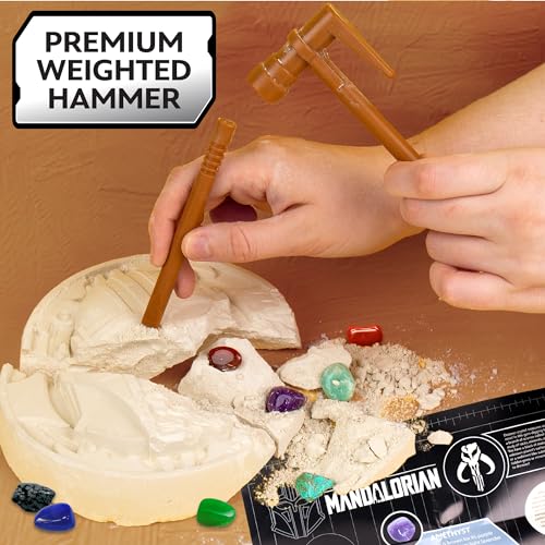 STAR WARS The Armorer Gemstone Dig – Excavate 8 Real Gemstones with Mining Tools & Bonus Poster | STEM Science Kit for Kids Ages 8-12
