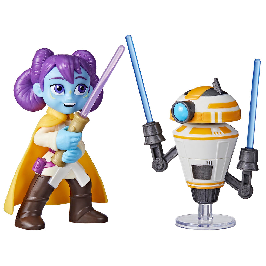 Star Wars Young Jedi Adventures Pop-Up Lightsaber Duel Lys Solay & Training Droid 4-Inch Action Figures
