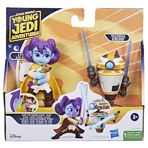 Star Wars Young Jedi Adventures Pop-Up Lightsaber Duel Lys Solay & Training Droid 4-Inch Action Figures