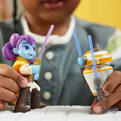 Star Wars Young Jedi Adventures Pop-Up Lightsaber Duel Lys Solay & Training Droid 4-Inch Action Figures