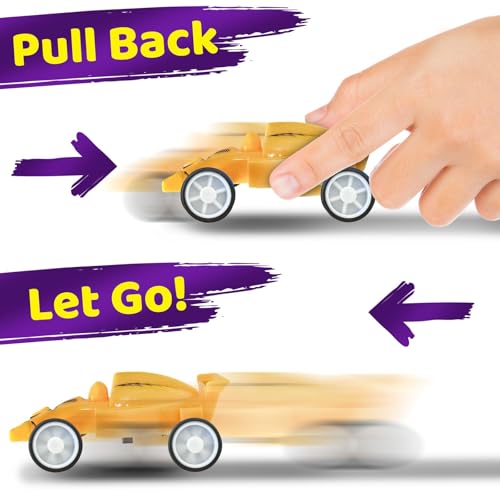 Stargo 8 Pack Prefilled Easter Eggs with Pull-Back Cars & Monster Trucks - 3.2 inch Plastic Eggs for Easter Basket Stuffers, Party Favors, Candy-Free Egg Hunt