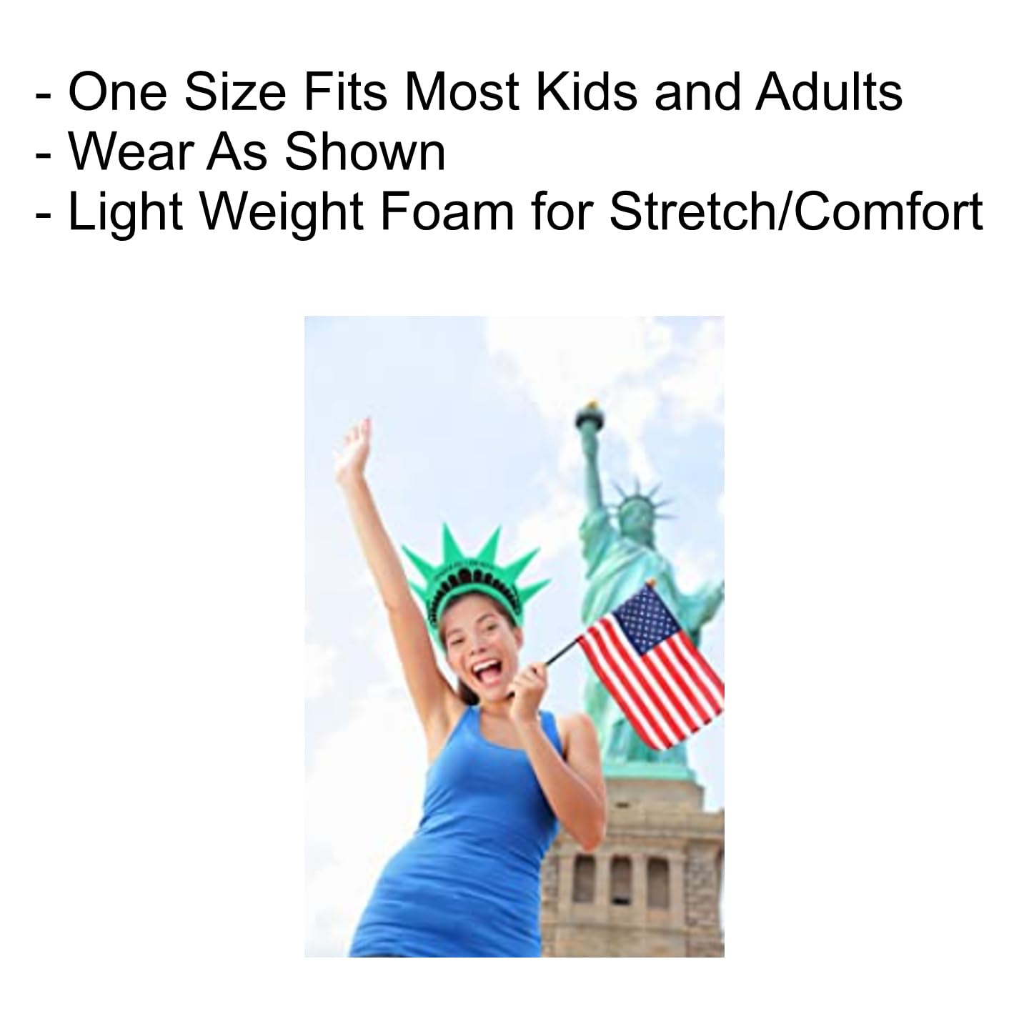 Statue of Liberty Foam Crown Visor – Made in USA, One Size for Kids & Adults