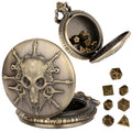 Steampunk Pocket Watch Dice Set - 7-Piece Metal Polyhedral D&D Dice in Bronze with Gift Box by Keller & Weber