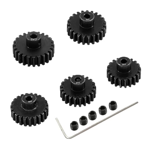 Steel Pinion Gear Set 20T-24T 32P 3.175mm Shaft for 1/10 RC Crawler Trucks - 5 Pack