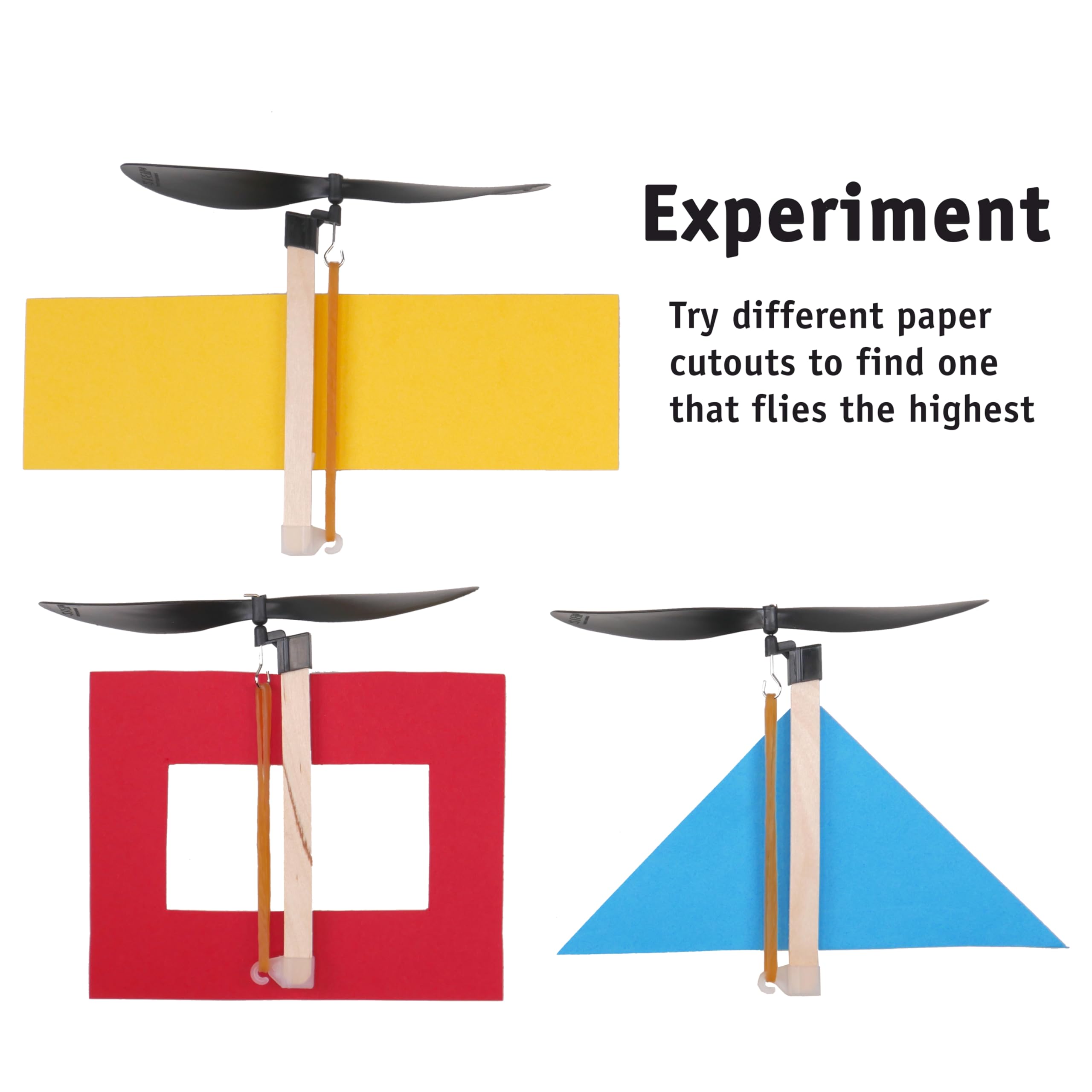 STEM Inventions Rubber Band Helicopter Kit (3-Pack) – Build 3 Helicopters, Classroom STEM Activity for Ages 8+