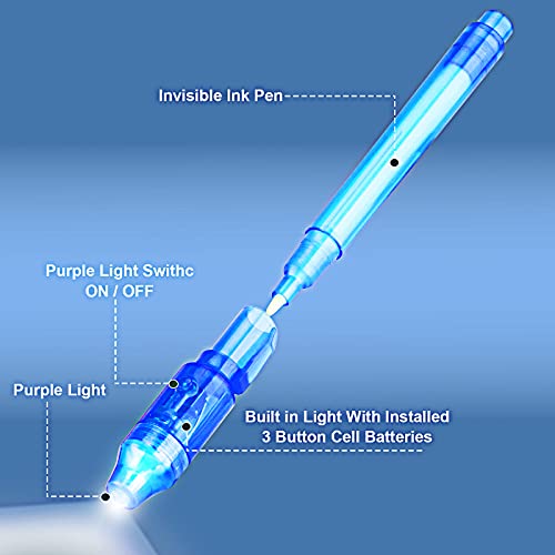 STENDA 16-Pack Invisible Ink Pens for Kids – Spy Pens with UV Light, Secret Message Markers for Party Favors, Classroom Prizes, and Birthday Gifts