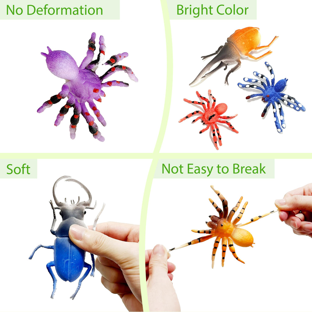 Sterofari 12-Pack Color-Changing Spider & Beetle Bath Toys – Thermochromic Water Table Toys for Kids 3+