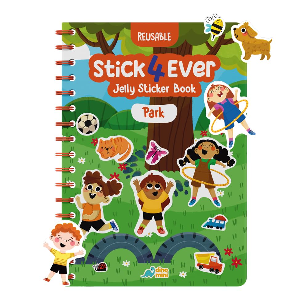Stick4Ever Jelly Sticker Book - Park Theme - 50 Reusable Waterproof Stickers for Toddlers, Road Trip Activity