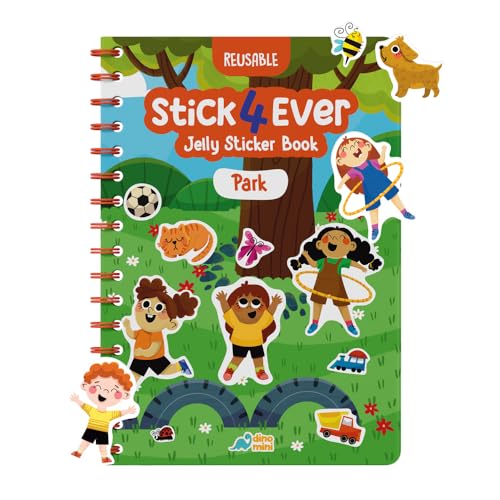Stick4Ever Jelly Sticker Book - Park Theme - 50 Reusable Waterproof Stickers for Toddlers, Road Trip Activity
