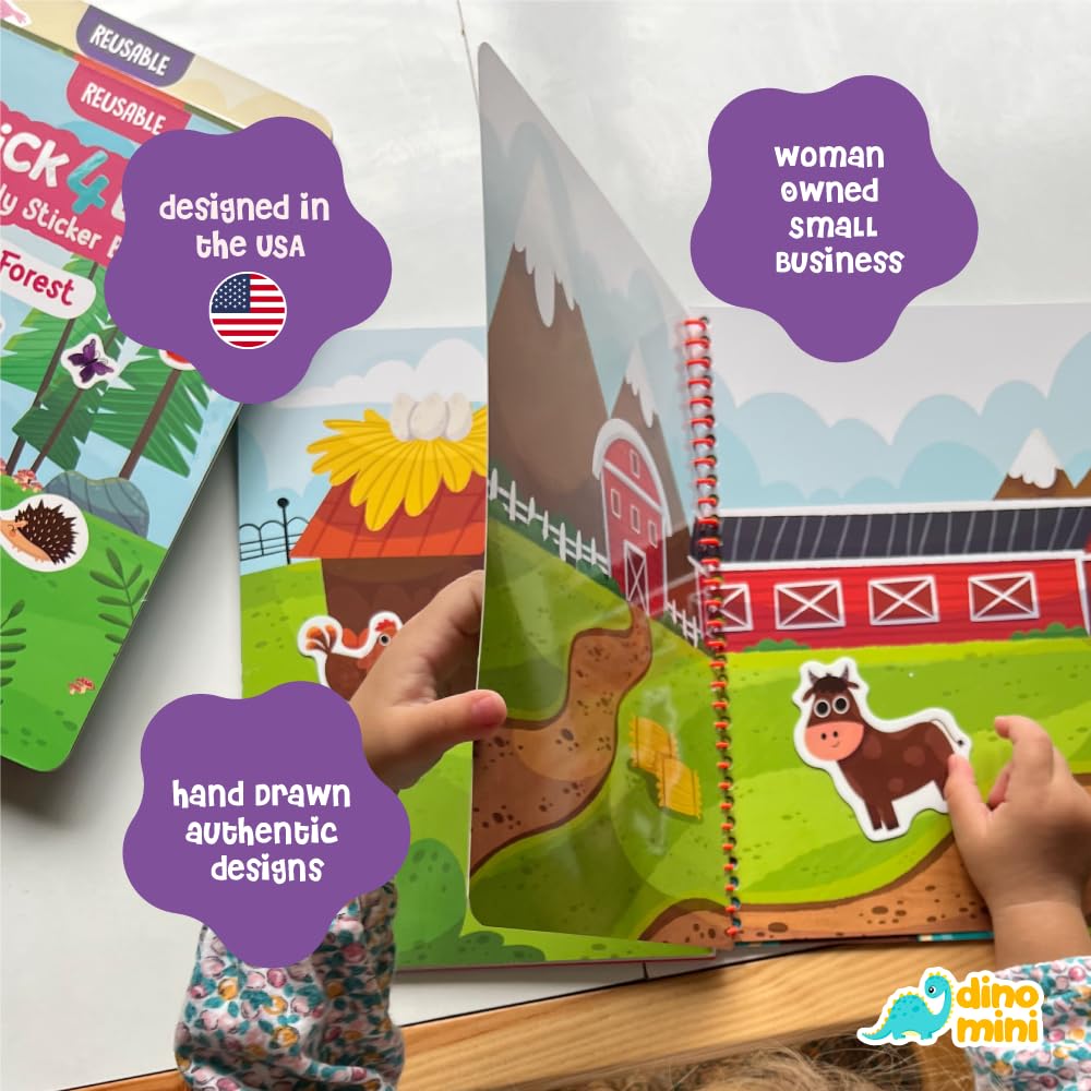 Stick4Ever Wonderland Jelly Sticker Book: 50 Reusable Waterproof Stickers for Toddlers, Spiral-Bound Activity Book for Travel